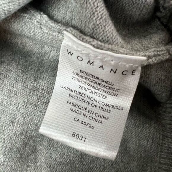 Womance Women’s Medium Acrylic Grey Gray Oversized Tank Top Shirt Casual Relaxed - Picture 8 of 8